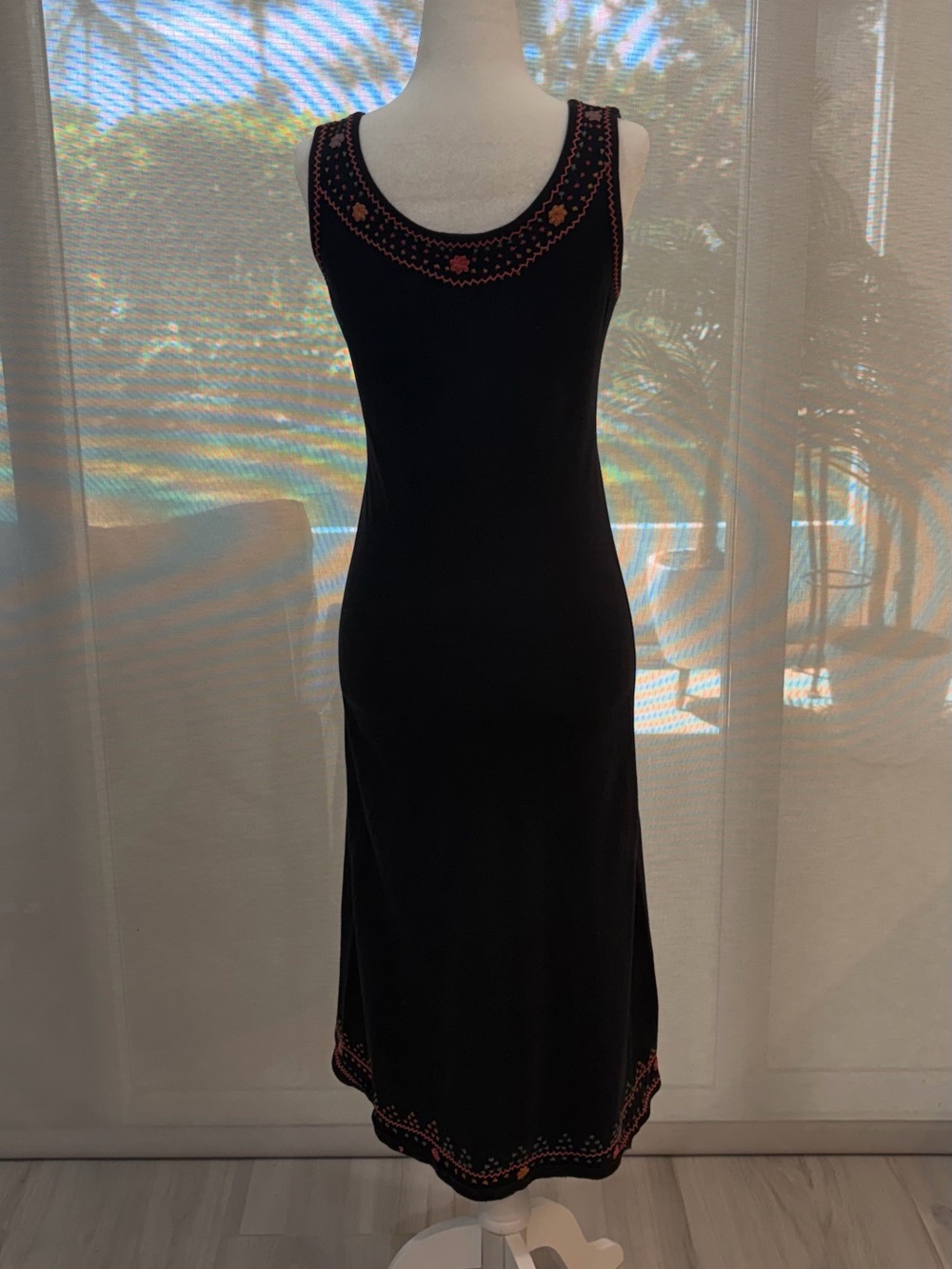 Vintage Betsey Johnson Black Maxi Dress with Pink & Orange Embroidery - Picture 7 of 7